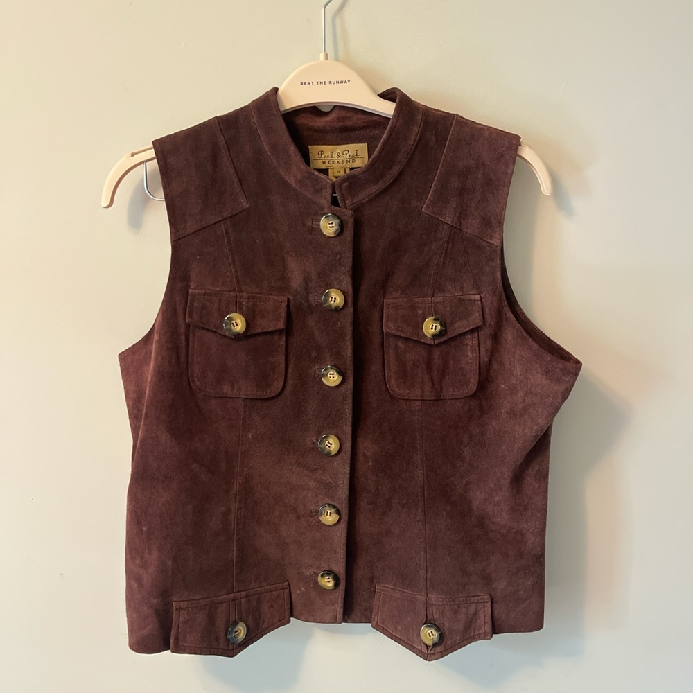 Peck & Peck Brown Suede Vest | Size 14